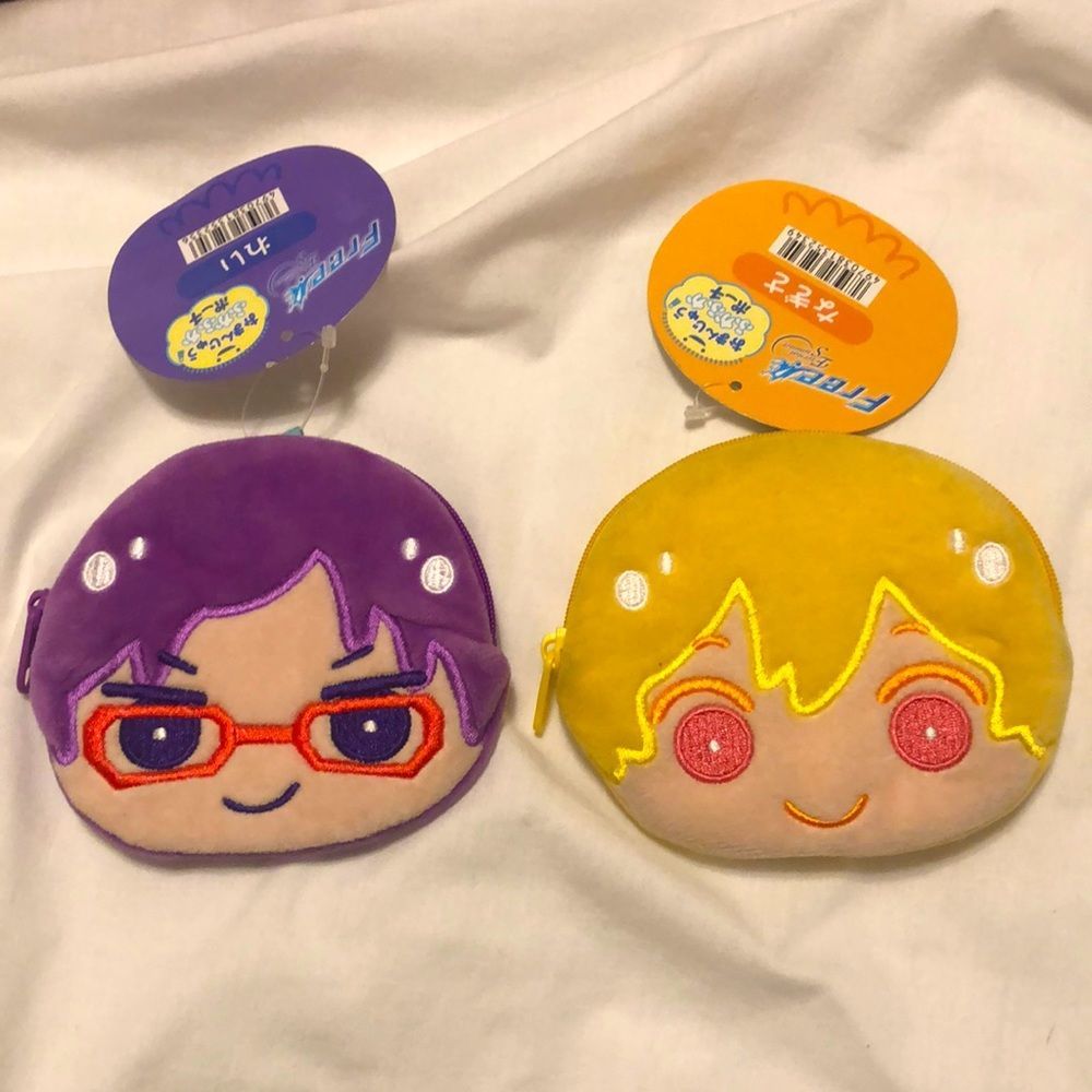 2 cute plush anime coin purses
